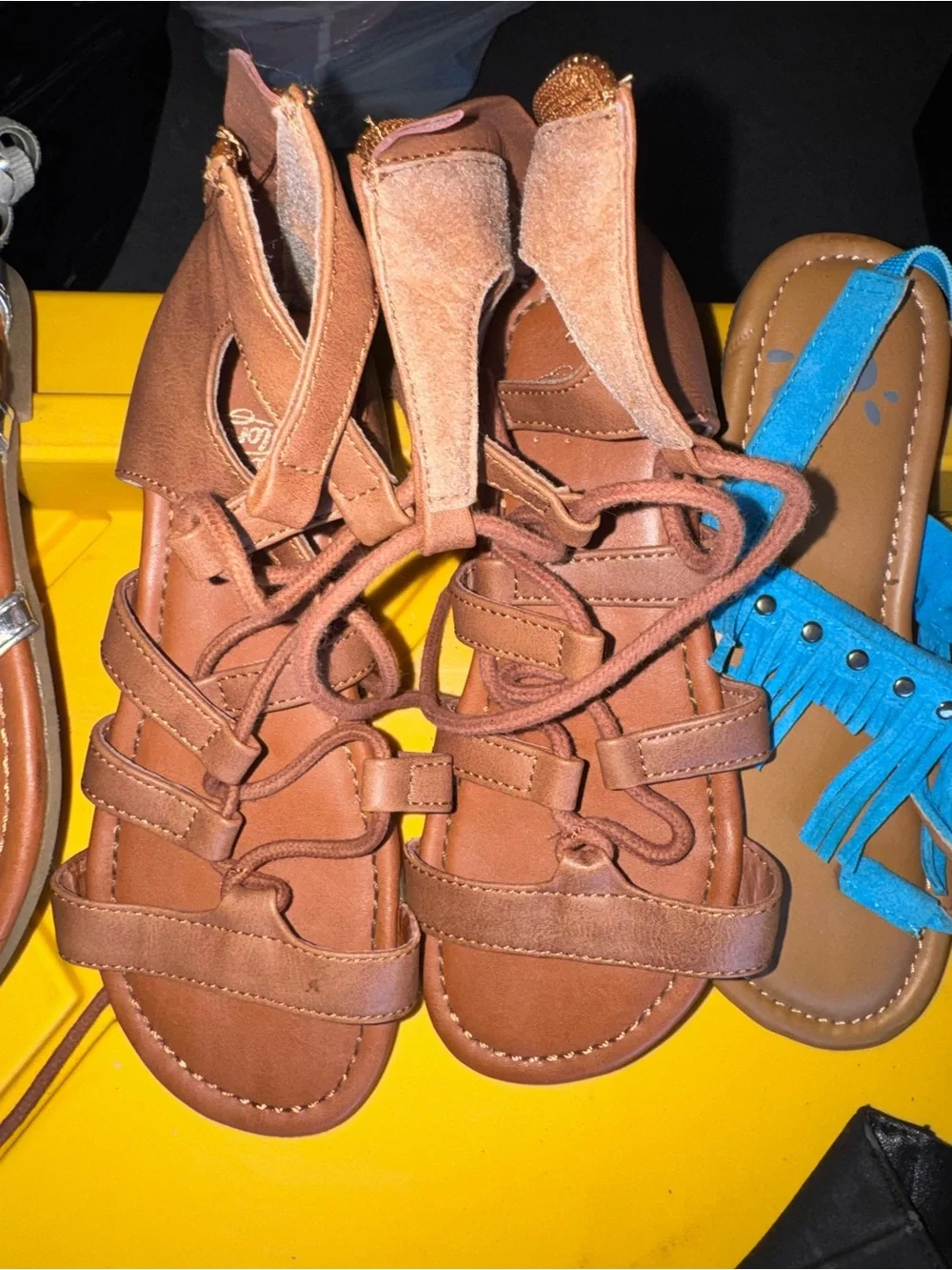 Justice Girls Brown and Silver Gladiator Sandals